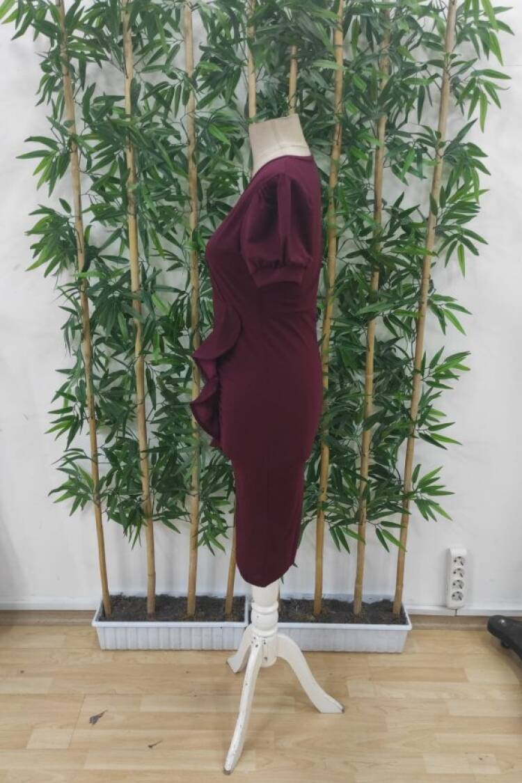Elegant Wrap Dress With Puff Sleeves