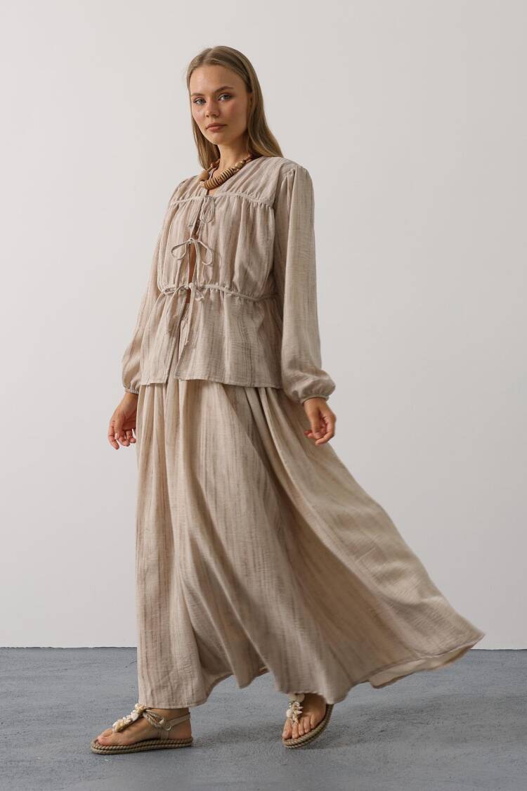 Boho Striped Maxi Skirt Set - Brand: Reyon - Women's Clothing Wholesale - Globality Store