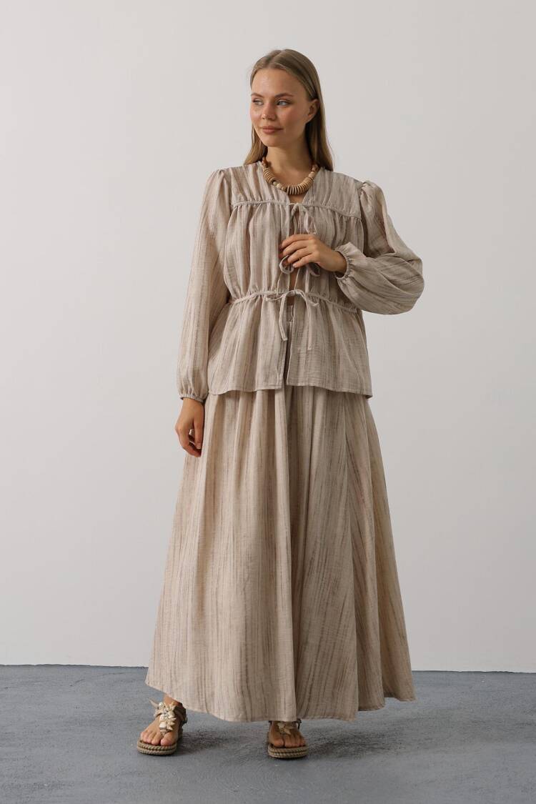 Boho Striped Maxi Skirt Set