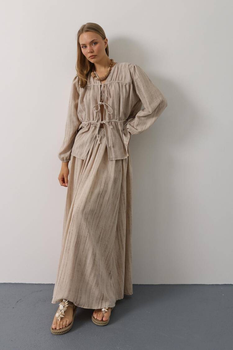 Boho Striped Maxi Skirt Set