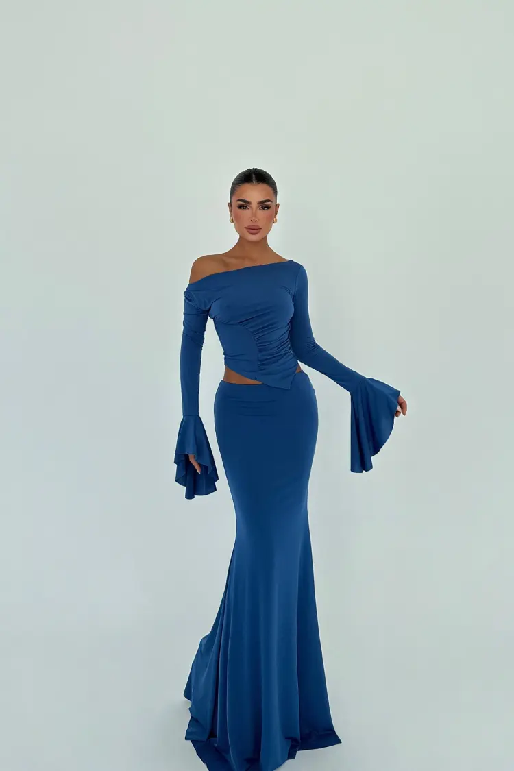 Elegant Glam Fitted Mermaid Maxi Set - Brand: EYYO ATELIER - Women's Clothing Wholesale - Globality Store