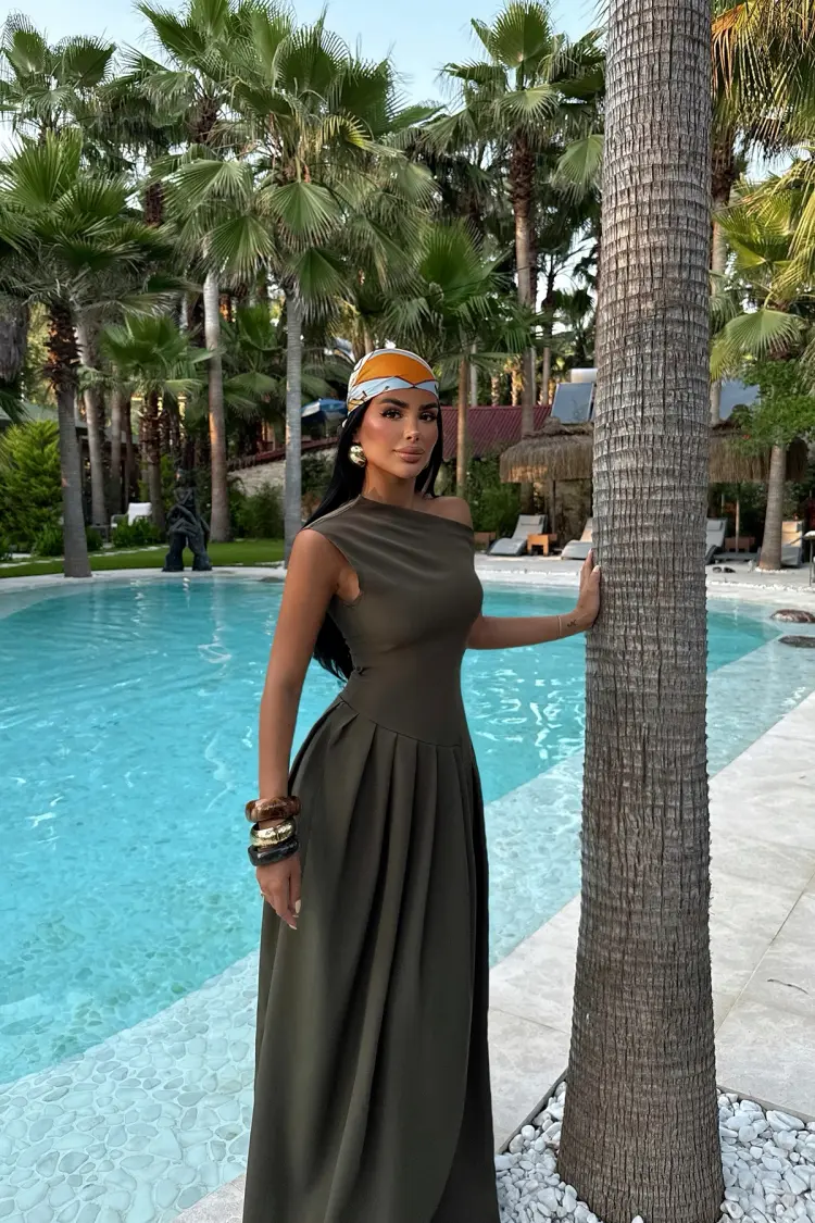 Elegant A-Line Dress With One Shoulder Neck