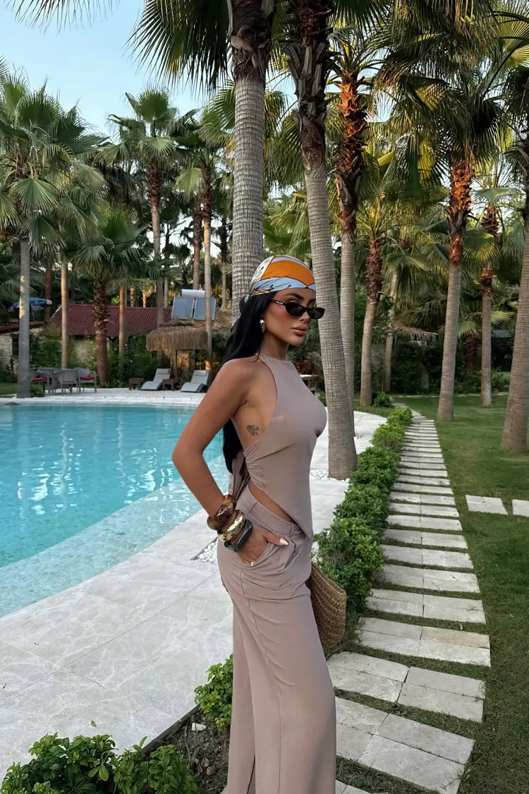 Beige Casual Sexy Elegant Suit