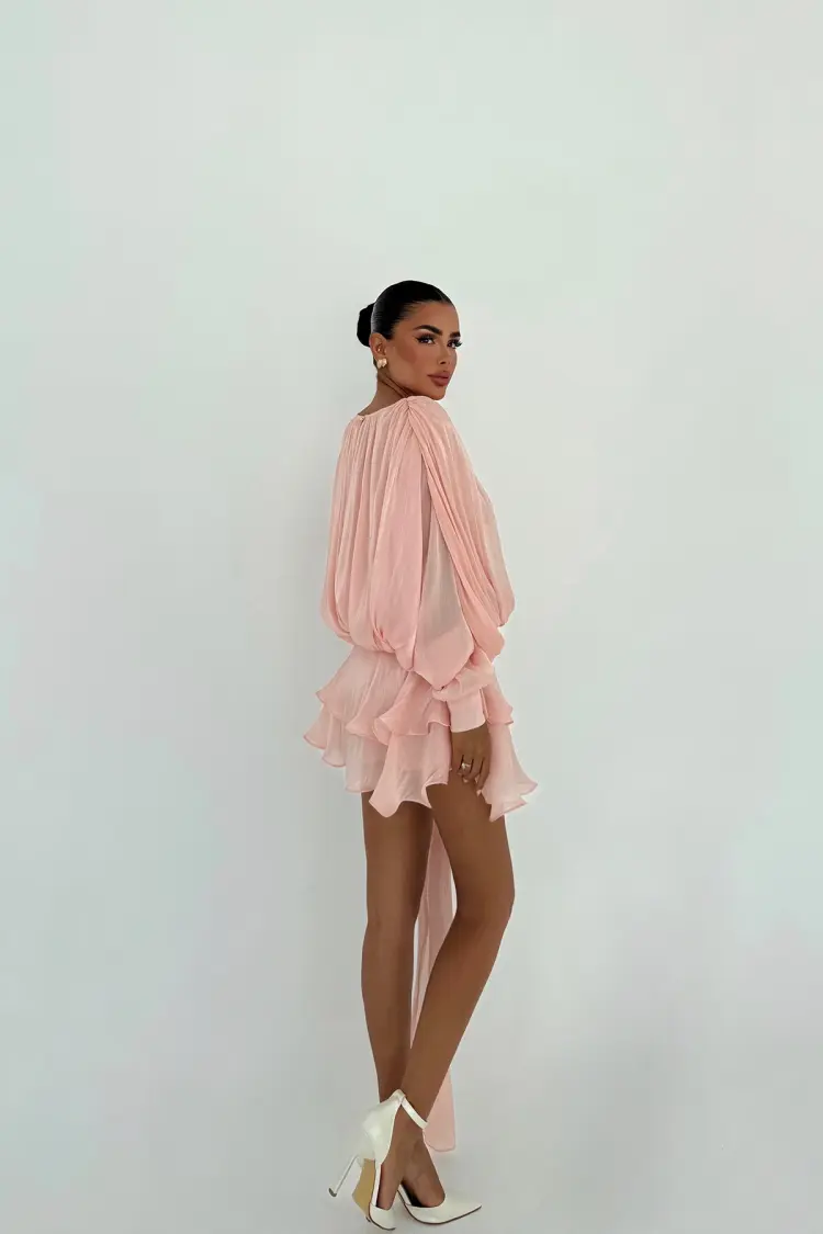 Pink Sexy Elegant Babydoll Mini Dress