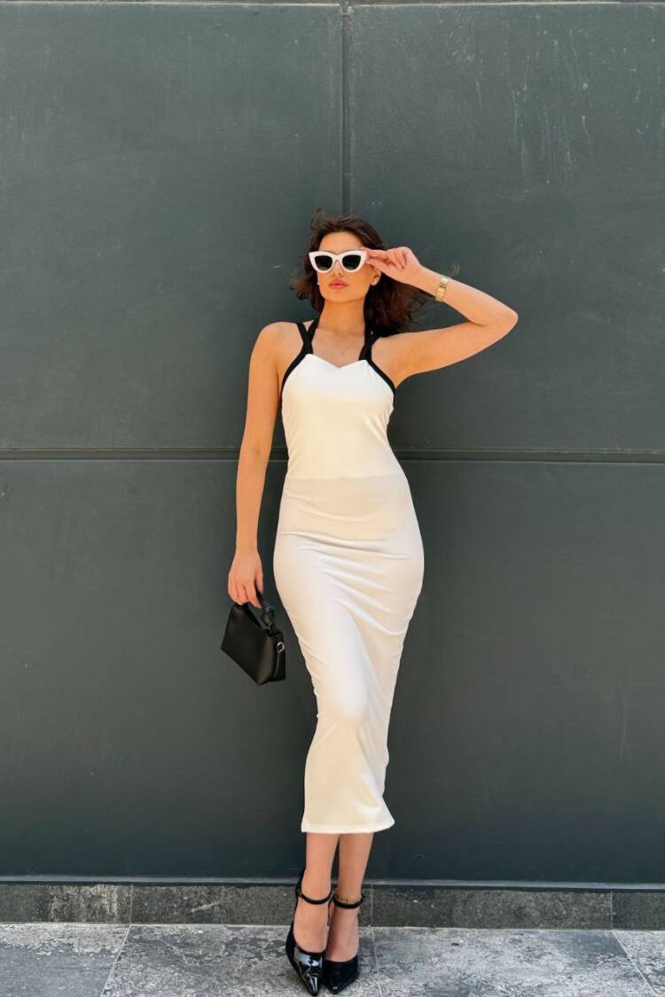 White Sexy Elegant Formal Glam Slip Dress - Brand: Ezgi Nisantasi - Women's Clothing Wholesale - Globality Store