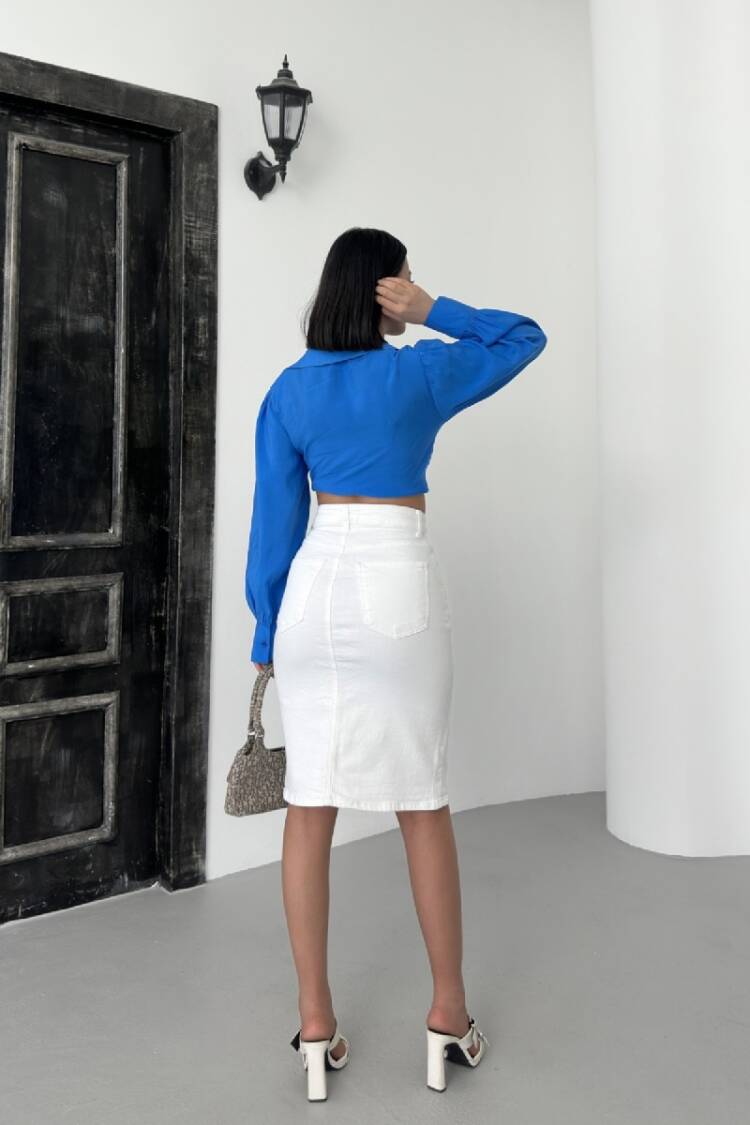 High Waist Pencil Midi Skirt With Buttoned Closure