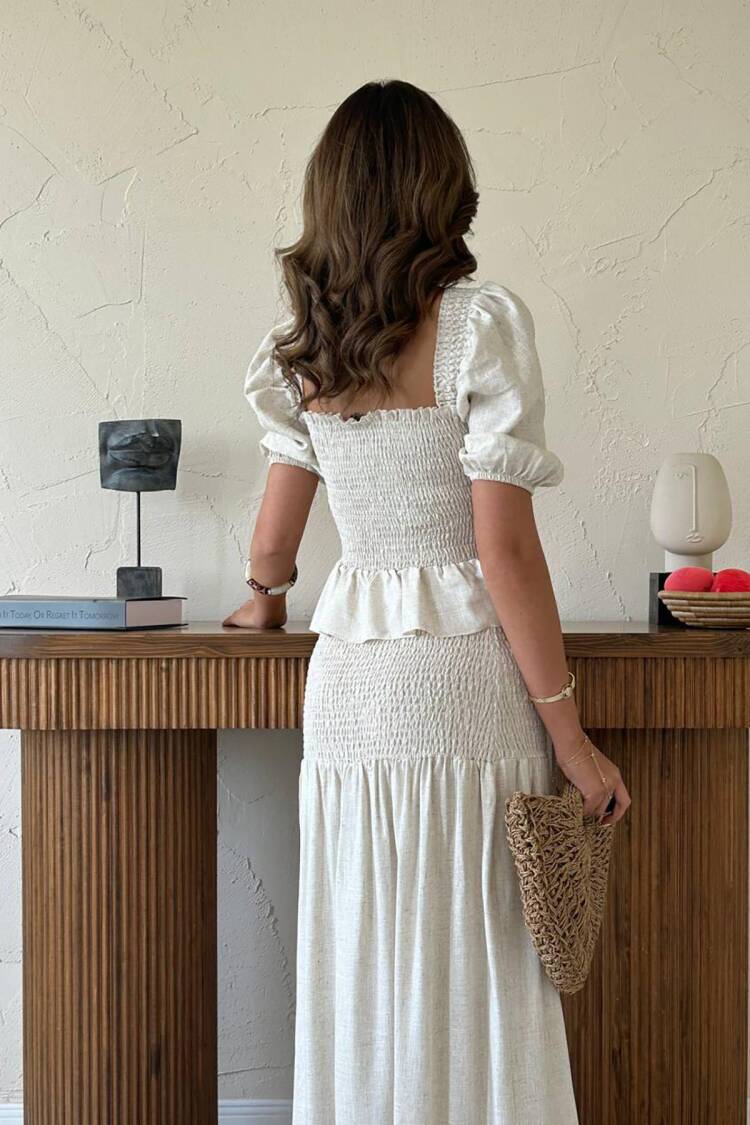 Elegant Boho Set With Maxi Smocking Skirt