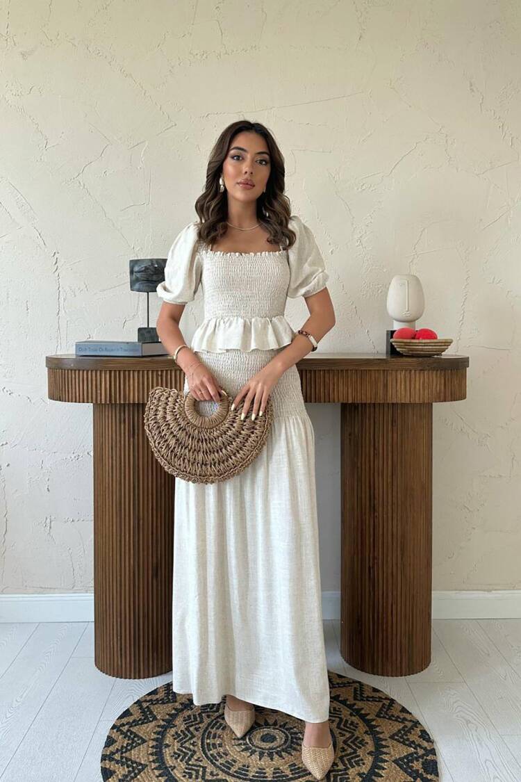 Elegant Boho Set With Maxi Smocking Skirt - Brand: Elisa - Women's Clothing Wholesale - Globality Store