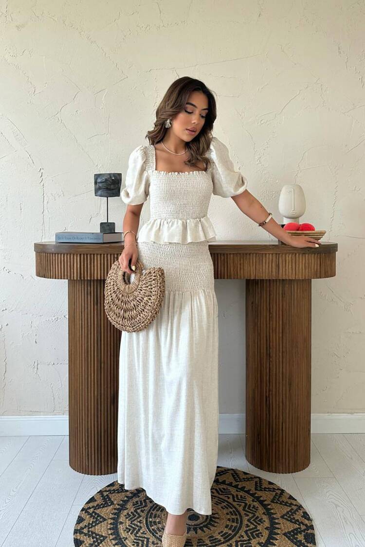 Elegant Boho Set With Maxi Smocking Skirt