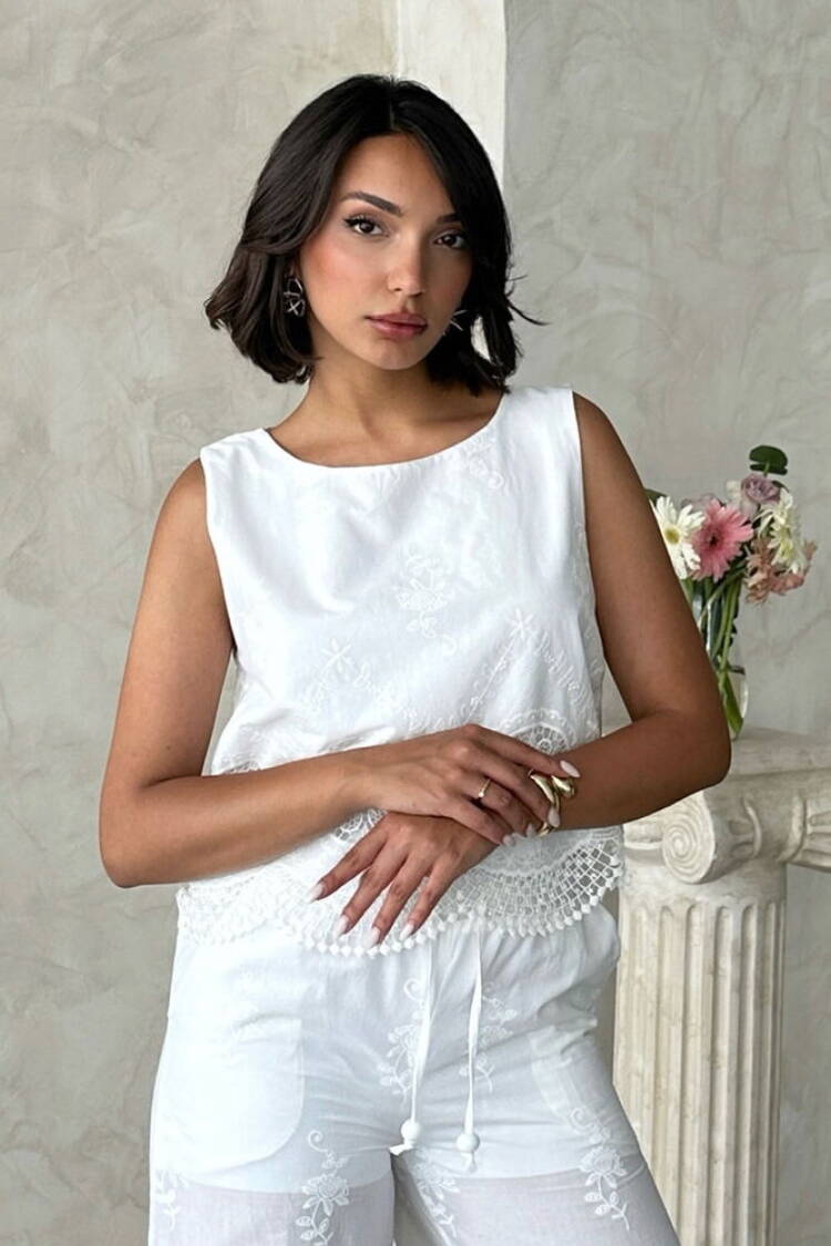 White Elegant Cap Sleeve Blouse - Brand: Topshow - Women's Clothing Wholesale - Globality Store