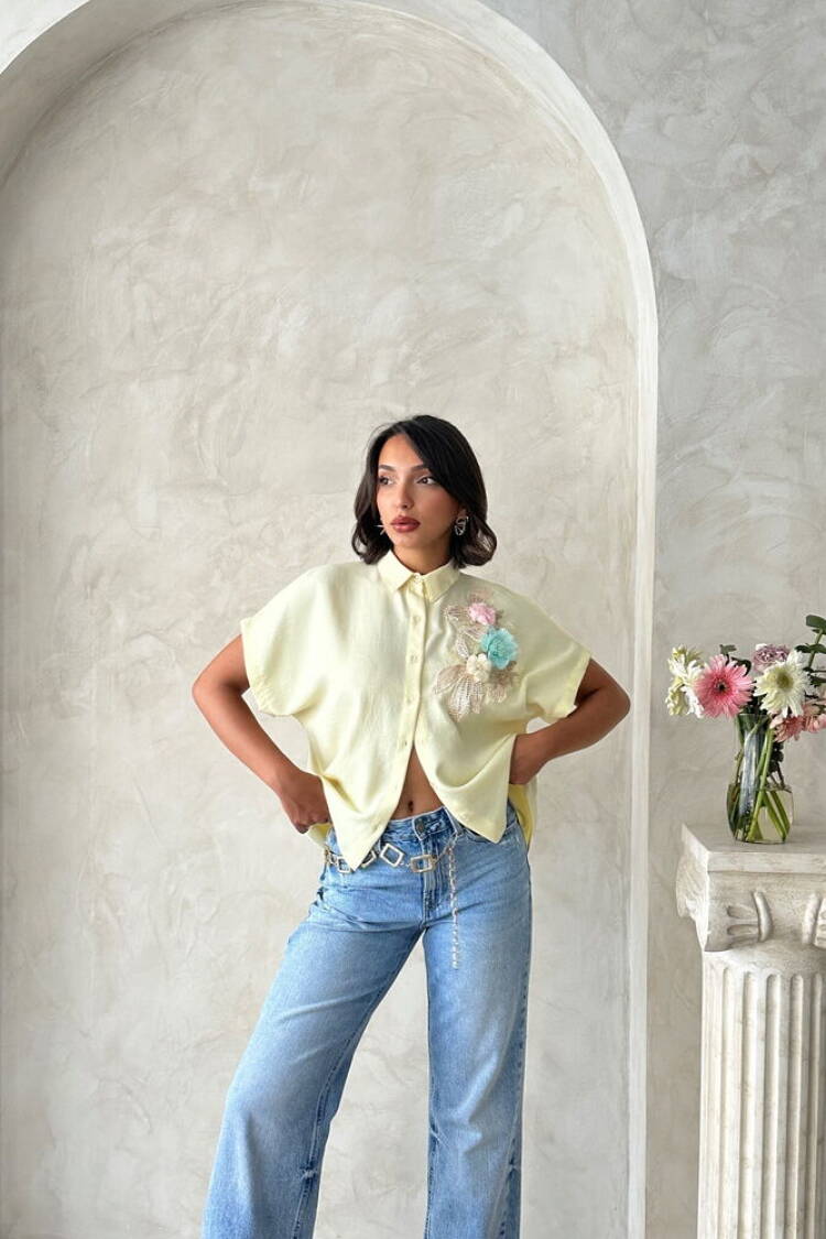 Casual Boho Polo Neck Shirt