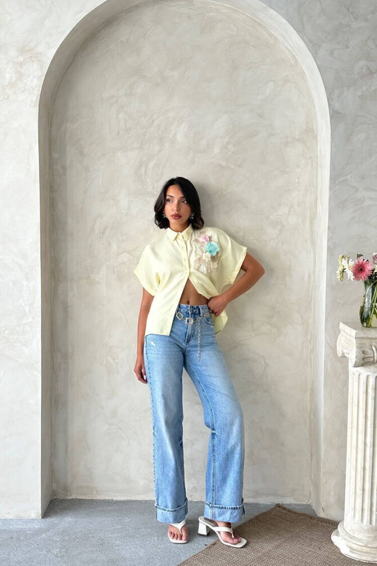Casual Boho Polo Neck Shirt