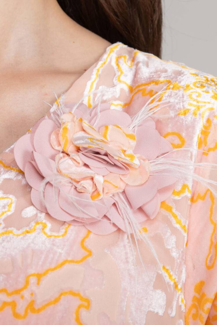 Pink A-Line Boho Dress With Floral Pattern