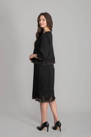 Elegant Black Shift Dress With 3/4 Sleeves - Brand: GUMANIZE - Women's Clothing Wholesale - Globality Store