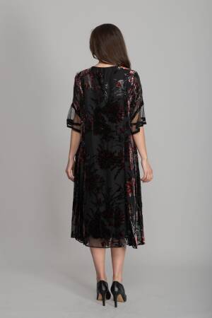 Black Elegant A-Line Midi Dress With 3/4 Sleeves - Brand: GUMANIZE - Women's Clothing Wholesale - Globality Store