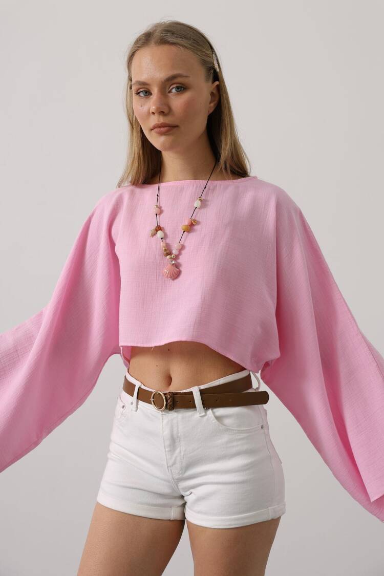 Blouse With Bell Sleeves And Oversized Fit