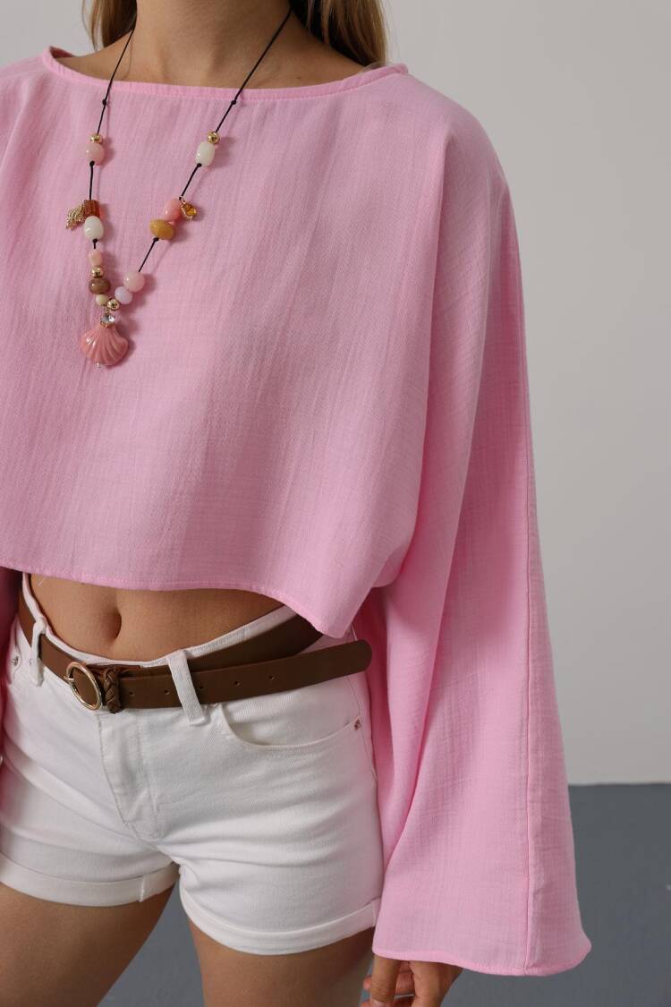 Blouse With Bell Sleeves And Oversized Fit