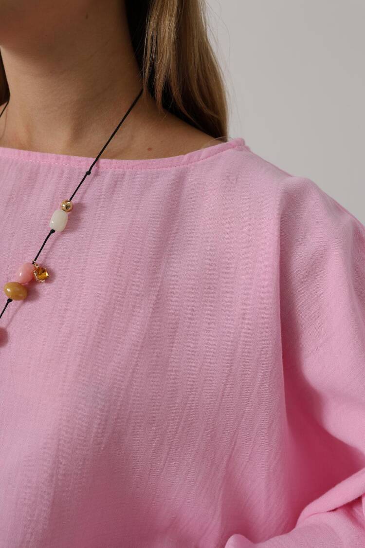Blouse With Bell Sleeves And Oversized Fit