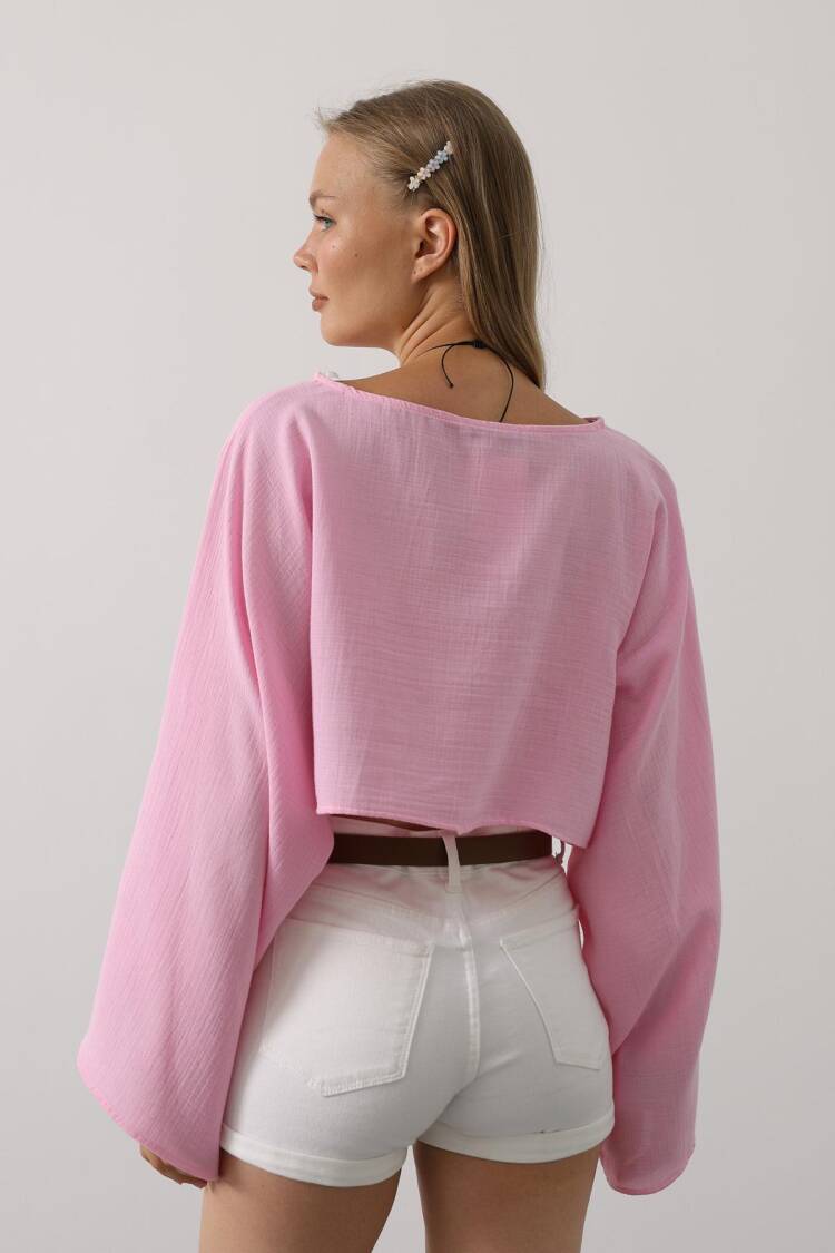Blouse With Bell Sleeves And Oversized Fit