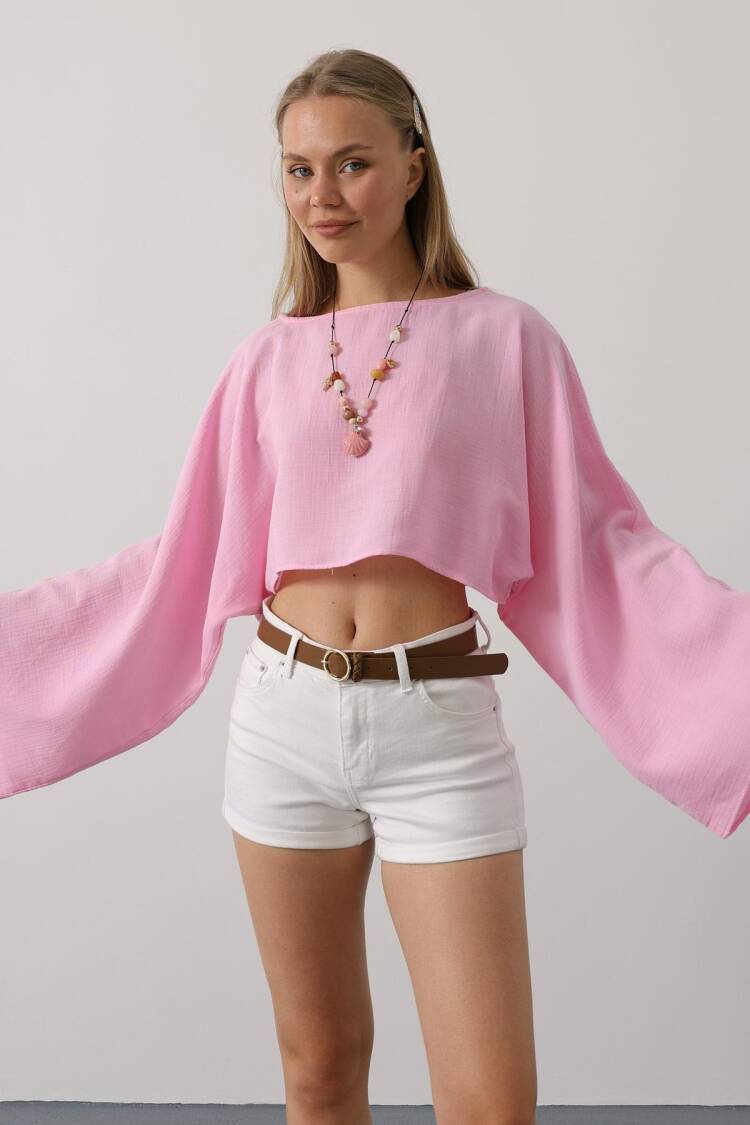 Blouse With Bell Sleeves And Oversized Fit