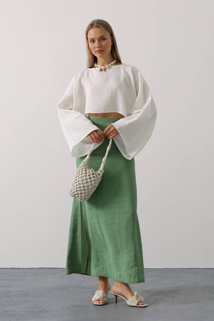 Bell Sleeve Crop Blouse