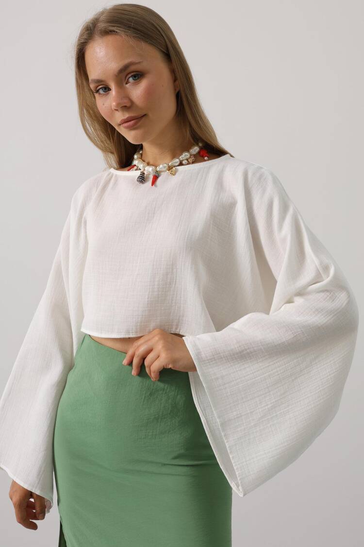Bell Sleeve Crop Blouse