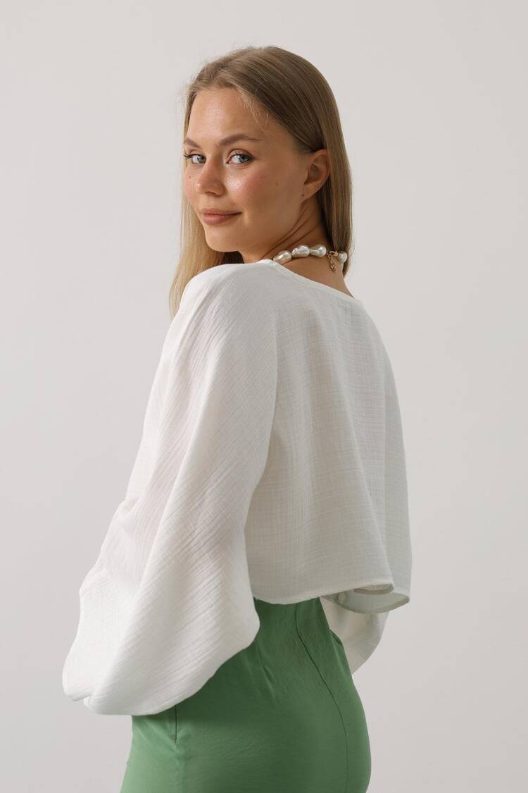 Bell Sleeve Crop Blouse