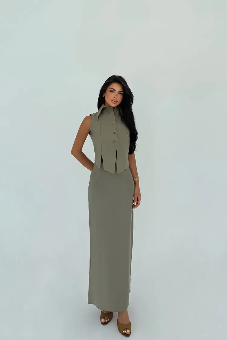 Elegant Fitted Pencil Maxi Skirt Set - Brand: EYYO ATELIER - Women's Clothing Wholesale - Globality Store