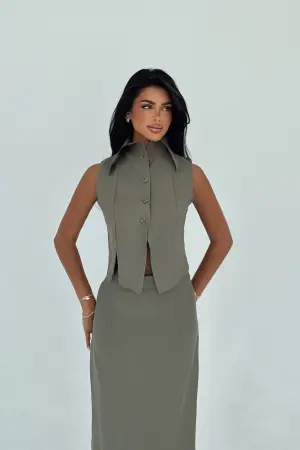 Elegant Fitted Pencil Maxi Skirt Set - Brand: EYYO ATELIER - Women's Clothing Wholesale - Globality Store