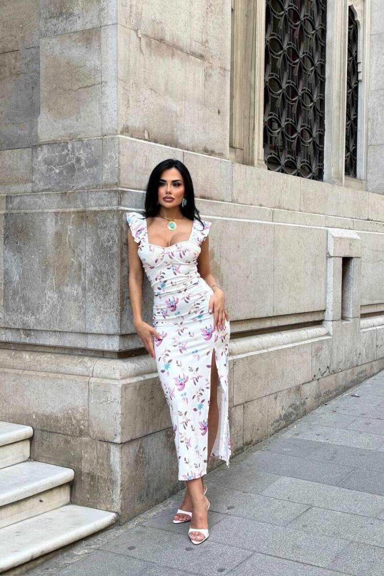 White Floral Sexy Elegant Bodycon Dress