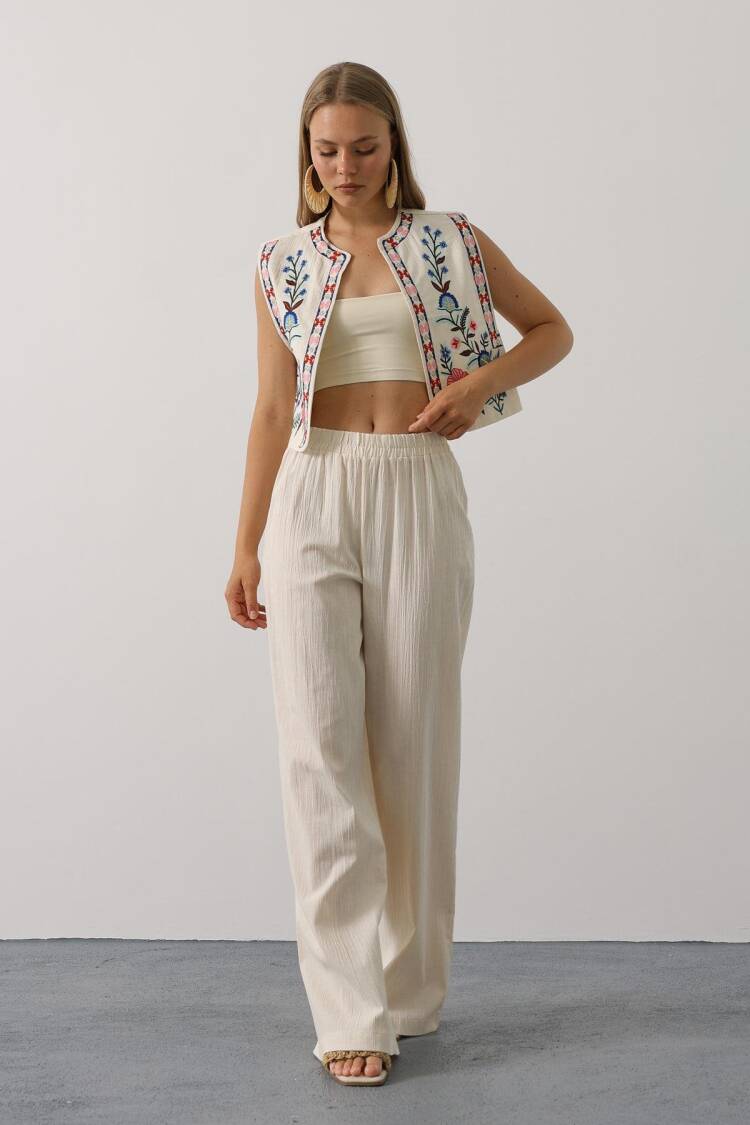 Beige Ethnic Casual Elegant Boho Suit - Brand: Reyon - Women's Clothing Wholesale - Globality Store