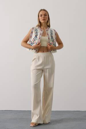 Beige Ethnic Casual Elegant Boho Suit - Brand: Reyon - Women's Clothing Wholesale - Globality Store