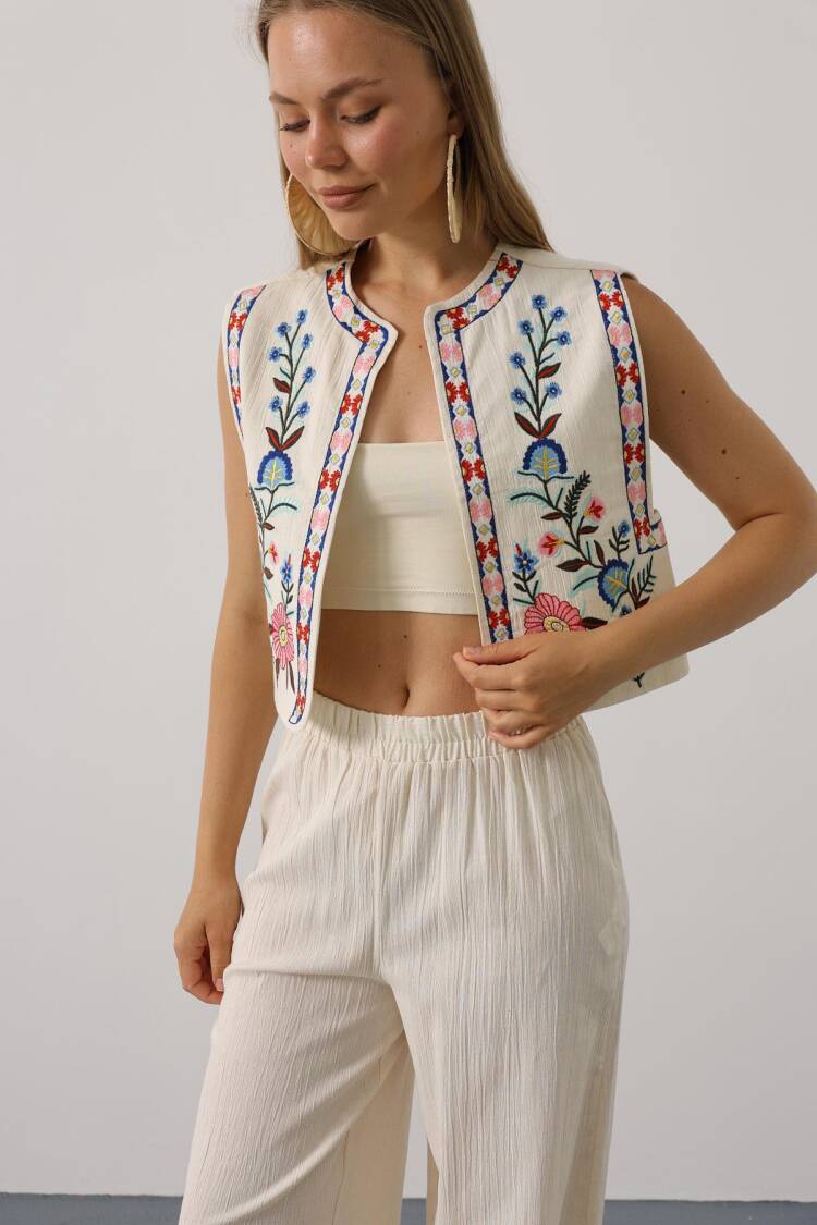 Beige Ethnic Casual Elegant Boho Suit
