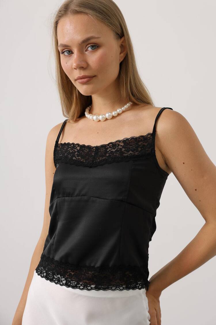 Black Blouse With Square Neck And Cap Sleeves - Brand: Reyon - Women's Clothing Wholesale - Globality Store