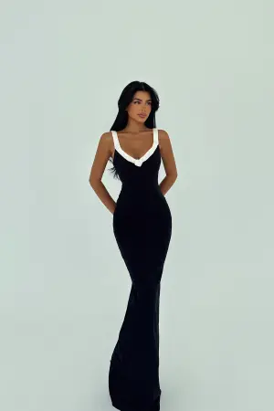 Sexy Elegant Bodycon Floor Length Dress With Cap Sleeve - Brand: EYYO ATELIER - Women's Clothing Wholesale - Globality Store