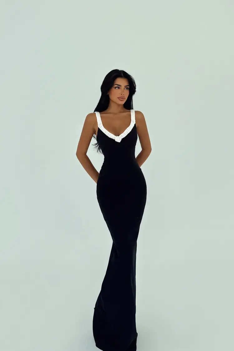 Sexy Elegant Bodycon Floor Length Dress With Cap Sleeve - Brand: EYYO ATELIER - Women's Clothing Wholesale - Globality Store
