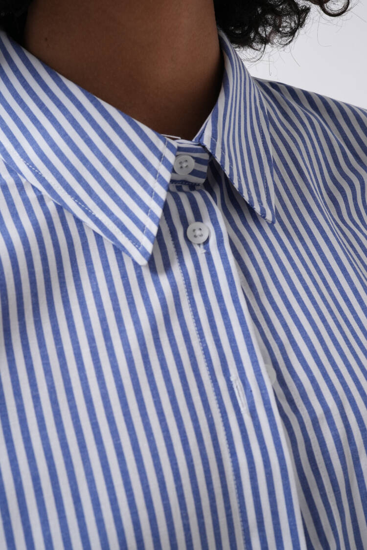 Striped Polo Neck Buttoned Shirt