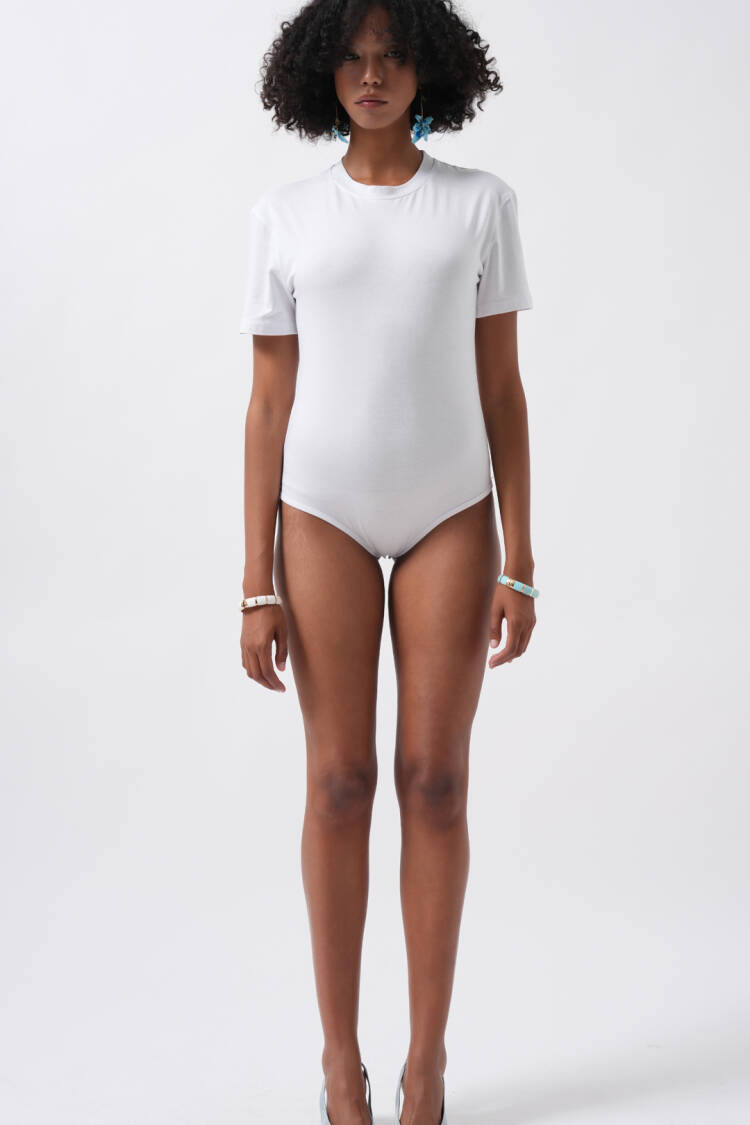 Bodysuit Slim Fit Short Sleeve Crew Neck
