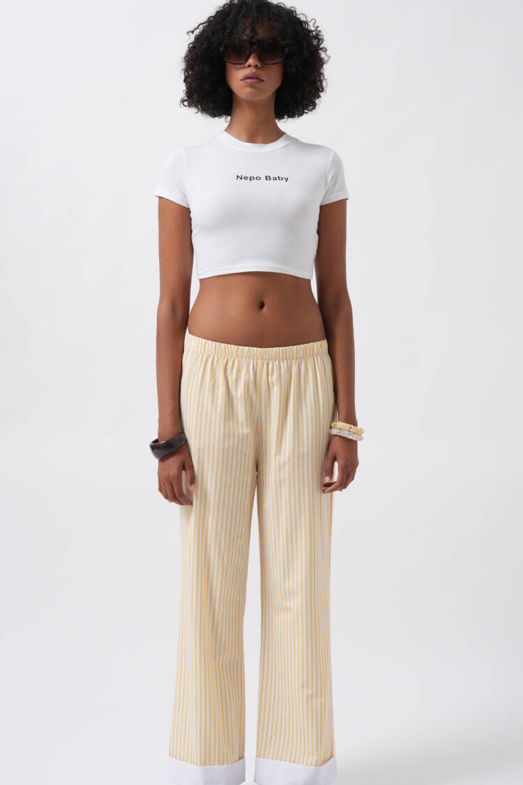 Striped Palazzo Pants Mid Waist