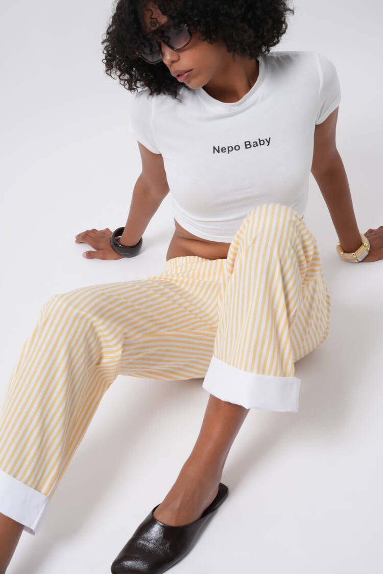 Striped Palazzo Pants Mid Waist
