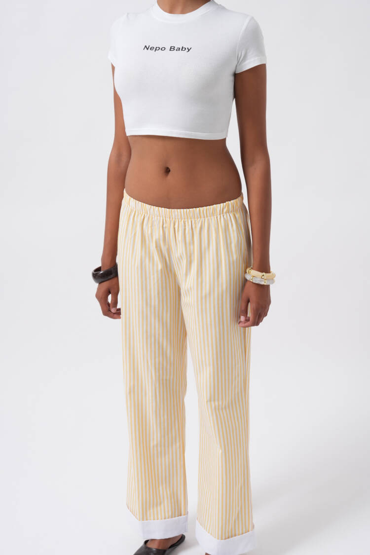 Striped Palazzo Pants Mid Waist