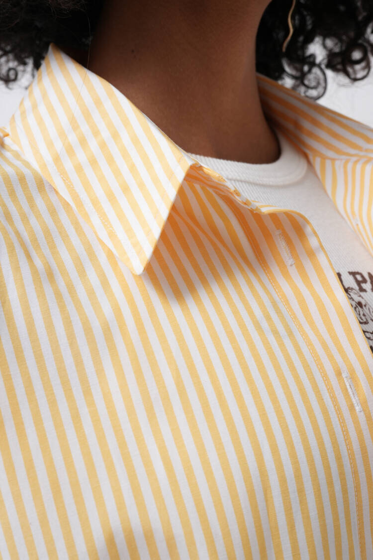 Striped Oversized Shirt With Shawl Collar