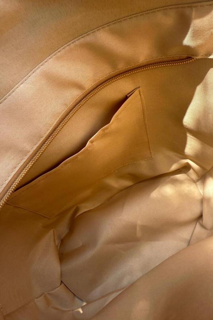 Striped Beige Straw Bag