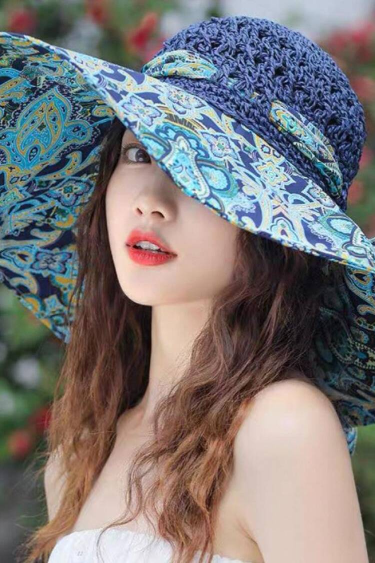 Blue Boho Hat With Paisley Pattern - Brand: Axesoire - Women's Clothing Wholesale - Globality Store