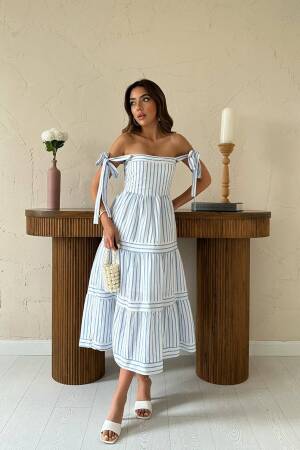 Fit And Flare Midi Dress With Square Neck - Brand: Elisa - Women's Clothing Wholesale - Globality Store