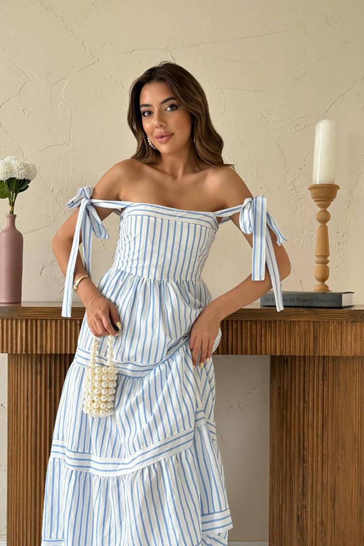 Fit And Flare Midi Dress With Square Neck