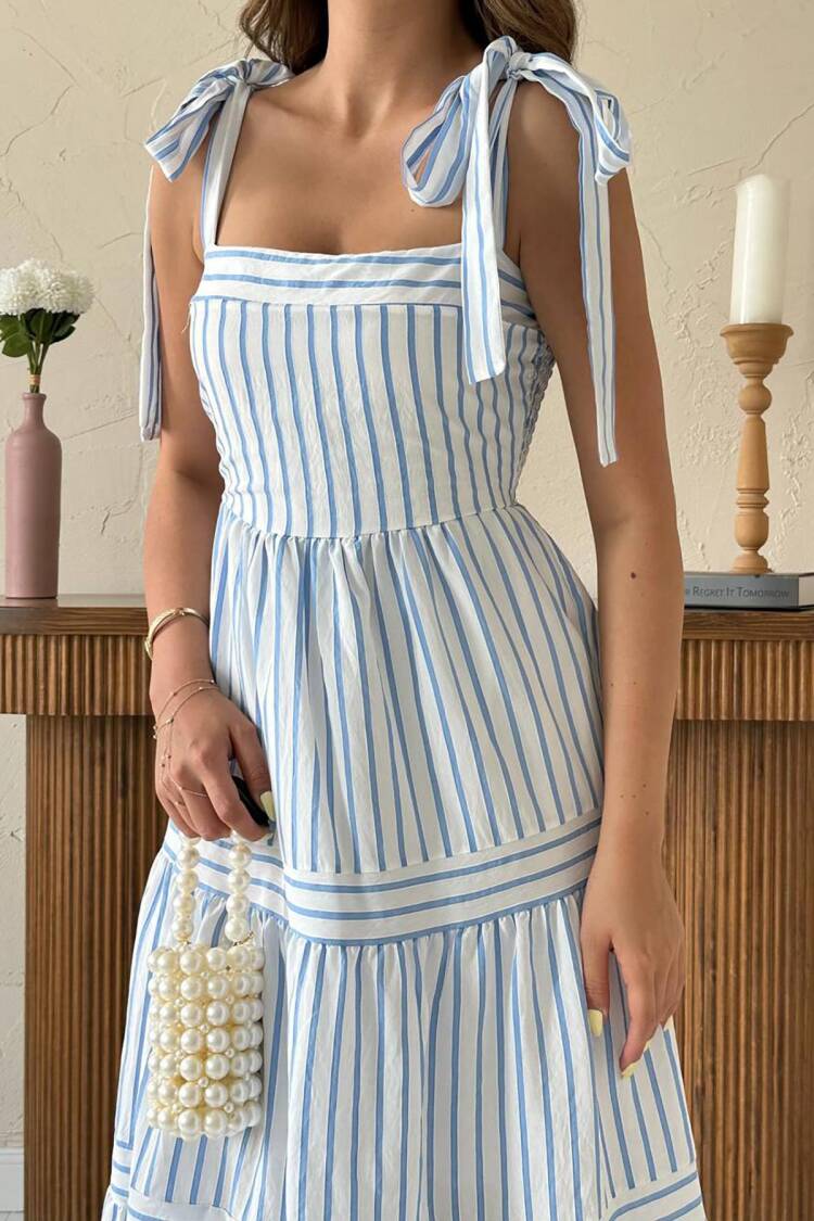 Fit And Flare Midi Dress With Square Neck