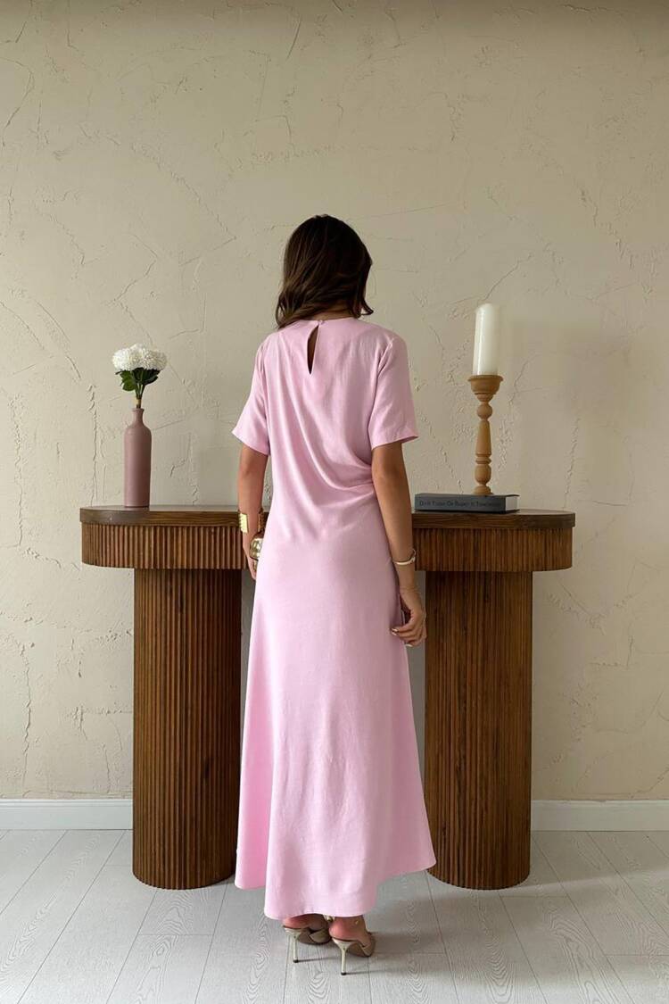 Elegant A-Line Maxi Dress With Crew Neck
