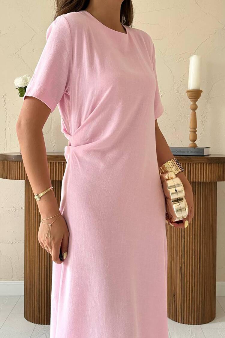 Elegant A-Line Maxi Dress With Crew Neck