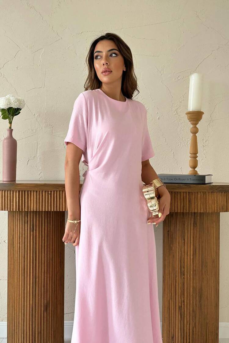 Elegant A-Line Maxi Dress With Crew Neck